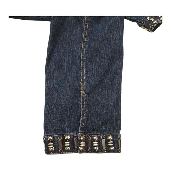Ruby Rd Womens Denim Jacket Embellished Collar & Cuffs Size 18 Zip Stretch - Picture 9 of 13